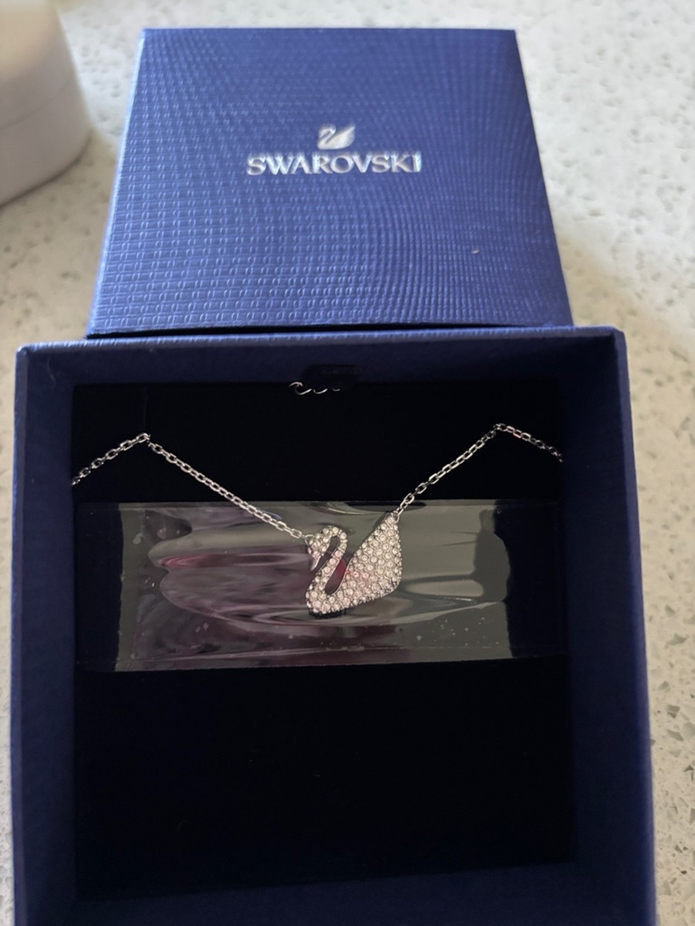 Swarovski Silver Swan Pendant with White Crystals